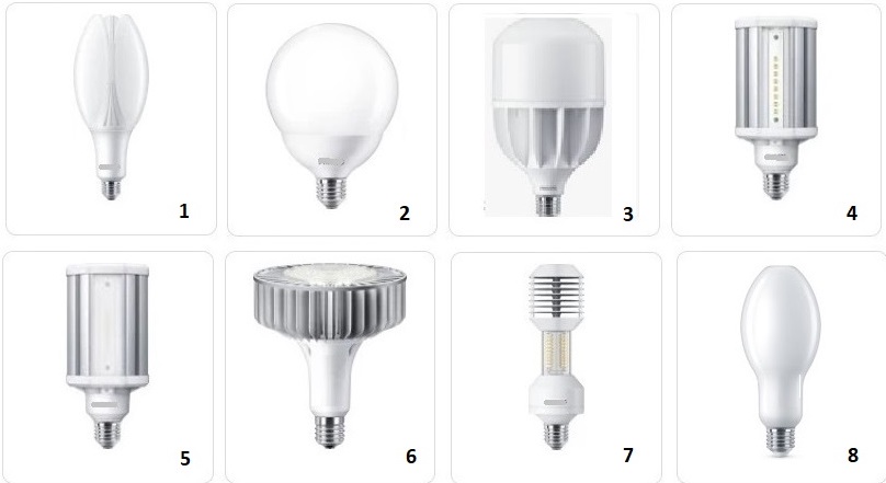 8 stycken LED ljuskällor av JoriMar och Philips