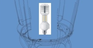 Ljuskällor en skiss med en glödlampa i mot en blå bakgrundn