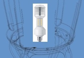 Ljuskällor en skiss med en glödlampa i mot en blå bakgrundn